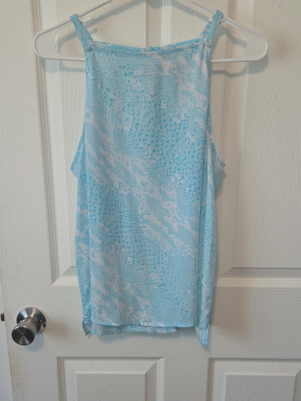 Worthington Light Blue Printed High-Neck Camisole. Worn One Time.